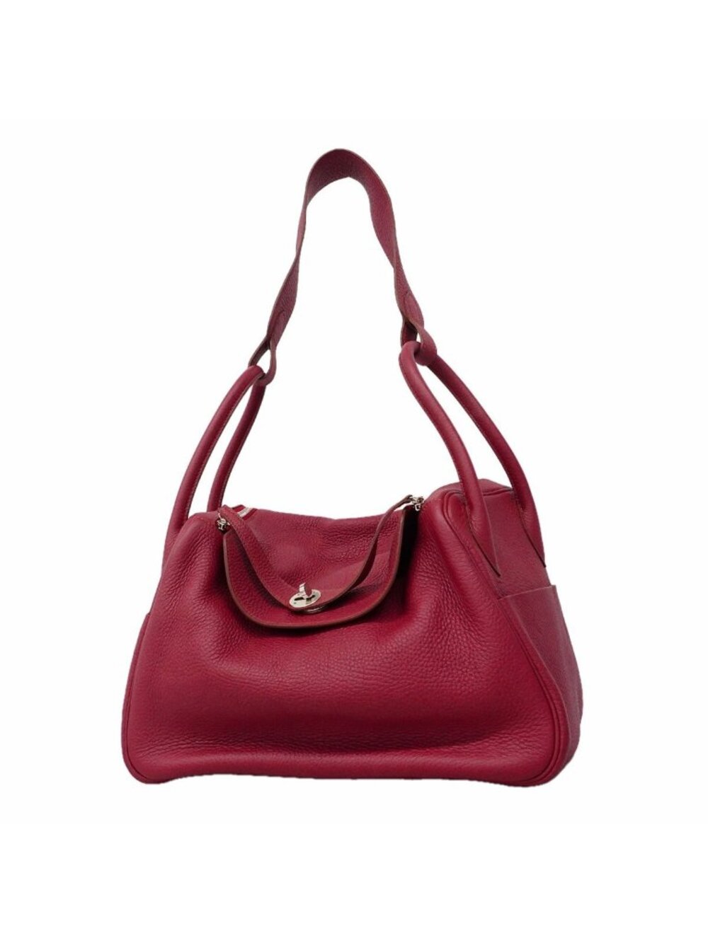 Hermes Handbag Lindy 34 Taurillon Clemence Ruby Silver 2-Way Bag